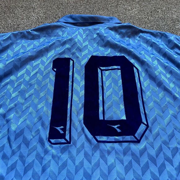 RARE VINTAGE 90S IFA DIADORA ISRAEL SOCCER JERSEY #10 BLUE COLLARED SIZE XL - Picture 7 of 10